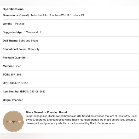 NEW TIANA Singer Doll Positive Self-Image Harperiman handmade 14" Linen Target - Picture 9 of 9